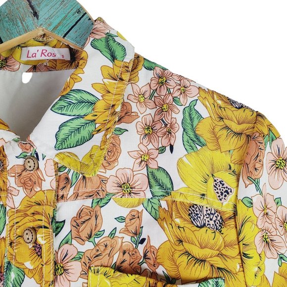 La' Ros Poppy Belted Peplum Mini Pocket Button-up Collared Dress, Sz S - Picture 3 of 12